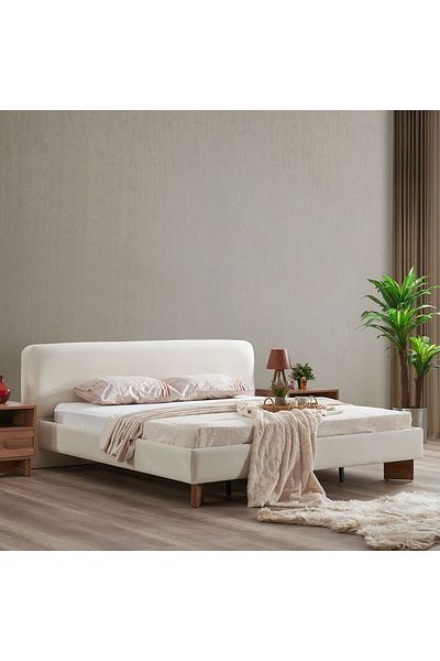 Danube Home Ren 180x200 King Fabric Bed - Beige L204xW220xH90cm