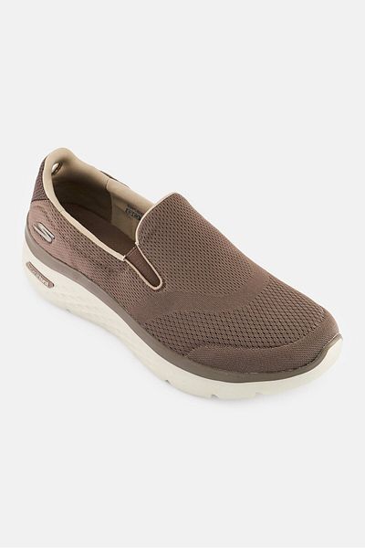SKECHERS Men Go Walk Hyper Burst Saunter Slip On Sports Shoes, Dark Taupe