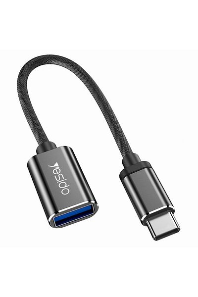 Yesido Cablu OTG, USB Type-C la USB A 2.0, 15cm, Negru