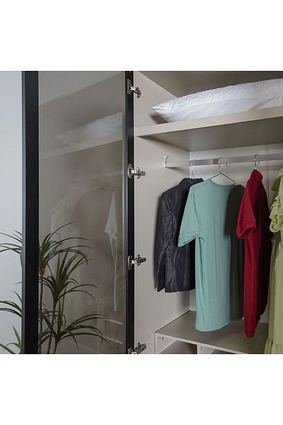 Danube Home Defne 1-Meter Wardrobe - Cream/Black L101xW62xH231cm