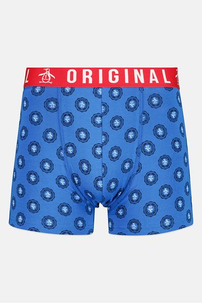 Original Penguin Men 3 Pieces Brand Logo Trunks, Multicolor