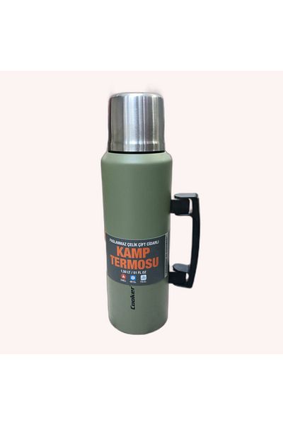 Cooker 1.5 Liter Double Layer Steel Thermos-24 Hours Hot, 48 Hours Cold, with Handles (Camping, Picnic, Office, Travel)