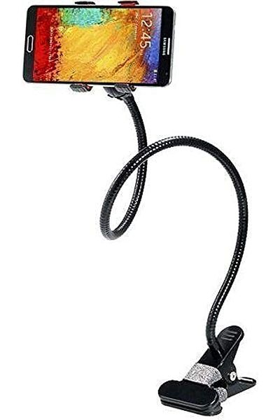 Generic Flexible Long Arm Mobile Holder Clip Stand for Bed & Desk – Black