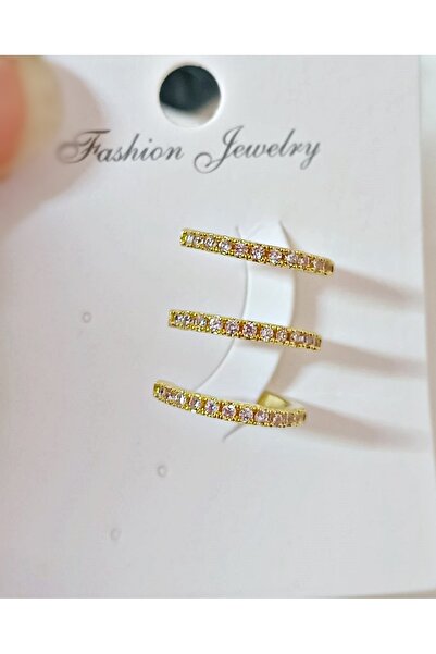 mos&more Gold Taşlı Kıkırdak Küpe, 2 Adet