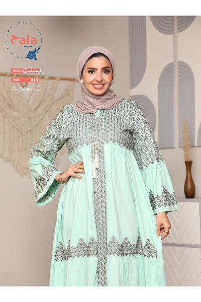 Hala Embroidered reception jalabiya made of light and soft linen fabric that gives you a feeling of comfort and freshness