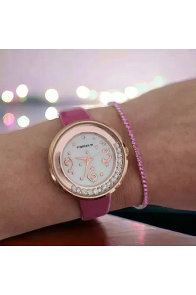 OEM Ceas roz casual/elegant pentru femei, cu brățară inclusă