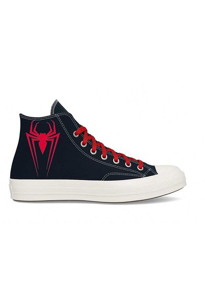LİASSHOES Black Linen Photographer Spider Printed Children's Sports Shoes Sneaker