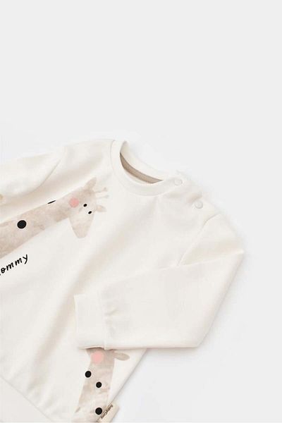 Magu Baby Cotton Giraffe Printed Sweatshirt and Sweatpants Bottom-Top Set