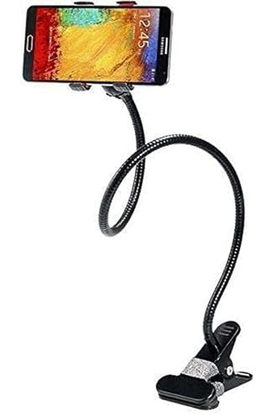 Generic Flexible Long Arm Mobile Holder Clip Stand for Bed & Desk – Black