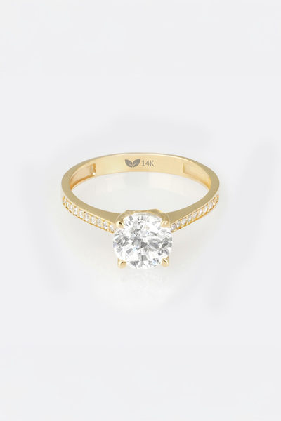 madissongold 14 Ayar Altın Taşlı Nişan Yüzüğü