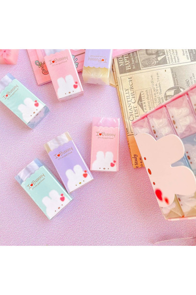 NaSaDAN I Love Bunny Tavşan Silgi – Sevimli Pastel Renkli Kawaii Şeffaf Silgi...