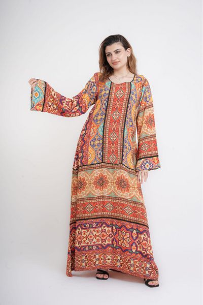 IKKXA Monochrome Maze Printed Jalabiya