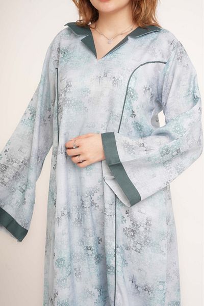 IKKXA Elegant Patterns Collared Jalabiya