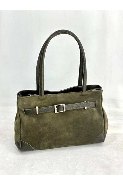 My Easy Shop Women's Bag Genuine Suede Leather Belt Detailed
