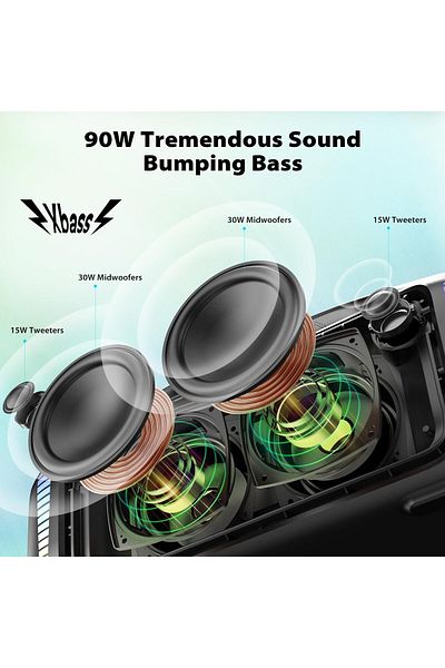 Tribit StormBox Blast Sound Box, Portable Outdoor Bluetooth Speaker 90W Loud Stereo Sound with XBass
