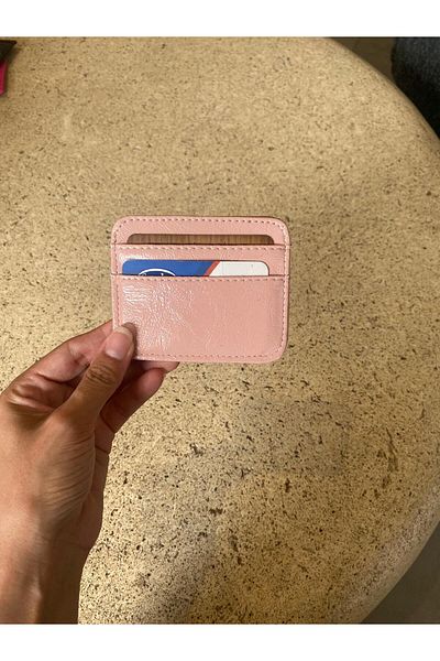 mlio Pink Leather Card Holder Wallet Minimalist and Elegant Design