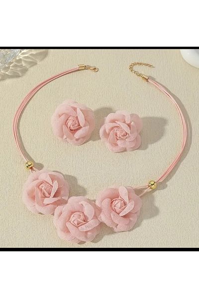 Enanice Flower Necklace Earrings Set