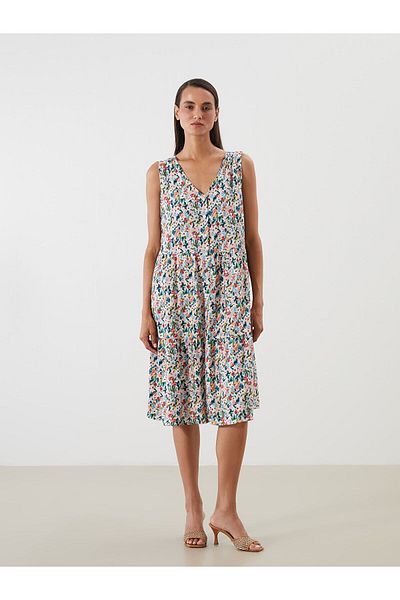 LC Waikiki Rochie florală în linie A cu decolteu în V