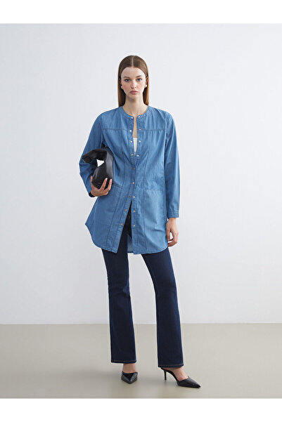 LC Waikiki Blue Judge Collar Women's Jean Tunic