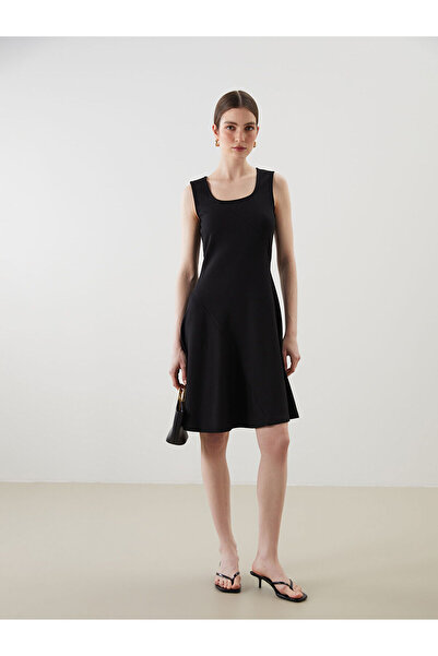 LC Waikiki Lcwaikiki Classic Black U-Neck A-Line Dress with Nevavm Difference...