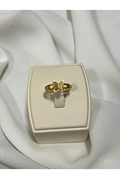 Çelik Lucky Store Kelebek Detaylı Gold Renk Yüzük