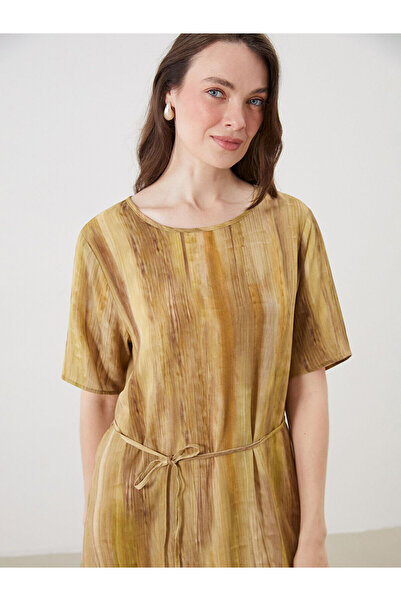 LC Waikiki Sari Bisiklet Yaka Batik A Kesim Elbise