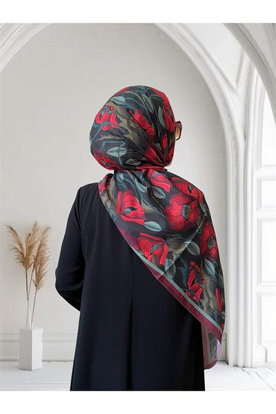 ESSLERA Rose Pattern Red Soft Shawl