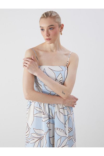 LC Waikiki Rochie din poplin florală cu guler pătrat