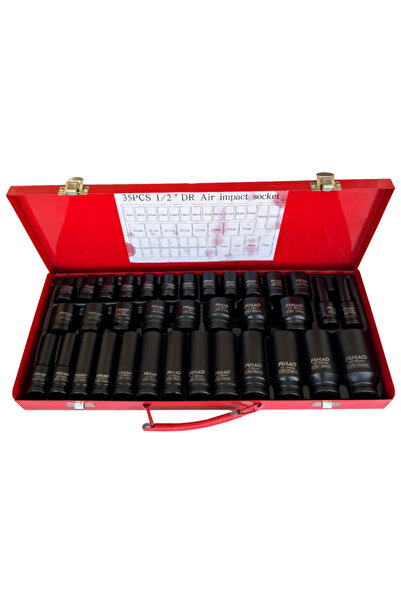 Hırdavat Σετ κλειδιών μετρικών κλειδιών βαθιάς κρούσης 35 τεμαχίων 1/2 ίντσας