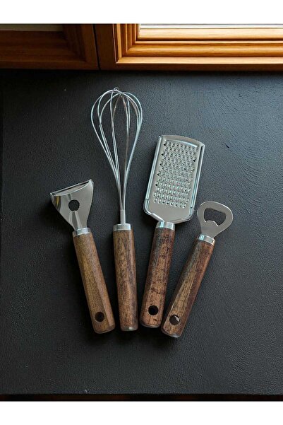 Eşya Dünyası (أكاسيا) مخفقة معدنية بمقبض خشبي - فتاحة - مبشرة ومقشرة خضار وفو...