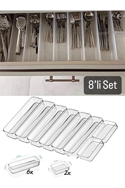 Dem Home 8 Parça Çekmece Içi Kaşıklık- Mutfak Düzenleyici Organizer Çatal Kaş...