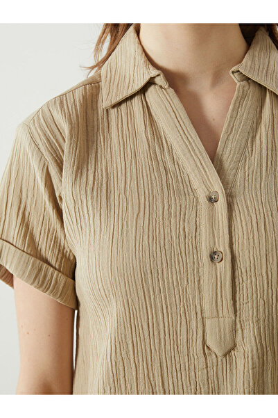 LC Waikiki Dámské šaty oversize s texturovaným límečkem