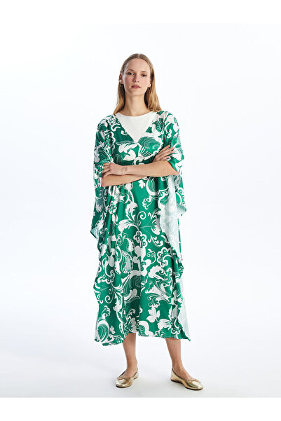 LC Waikiki Özmarka Νέα σεζόν Φόρεμα με σχέδιο V-λαιμόκοψη και κοντά μανίκια