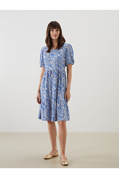 LC Waikiki Özmarka Rochie mini florală cu decolteu tip crew pentru sezonul nou