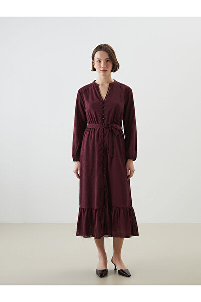 LC Waikiki Peak New Season Crochet Collar Textured Dress