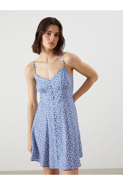 LC Waikiki Mini rochie din amestec modal cu talie florală
