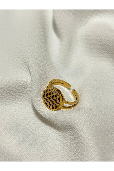 Çelik Lucky Store Yaşam Çiçeği Ayarlanabilir Gold Yüzük