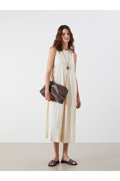 LC Waikiki Crew Neck A-Line Poplin Dress