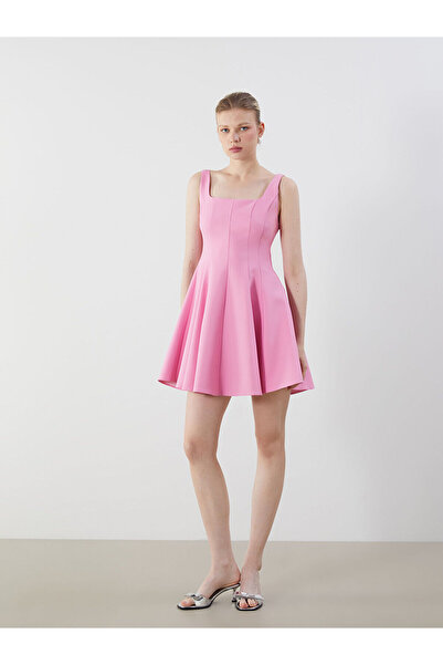 LC Waikiki Nevavm Square Neck Peplum Mini Dress with a Difference