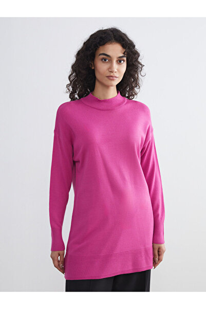 LC Waikiki Fuşya Dik Yaka Kadın Triko Tunik