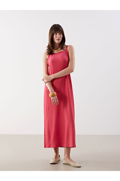 LC Waikiki Ροζ Φόρεμα με τετράγωνο λαιμόκοψη