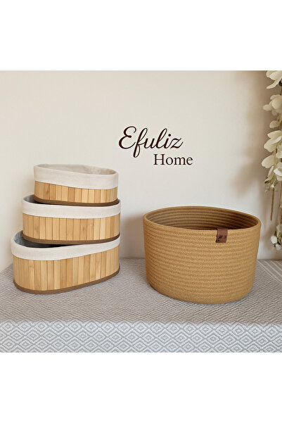 Efuliz Home Πολλαπλών χρήσεων - Διακοσμητικό-Οργανωτής 3 Καλάθια Μπαμπού + 1 ...