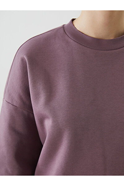 LC Waikiki Plum Crew Neck Oversize Women's Thick Sweatshirt Tunic