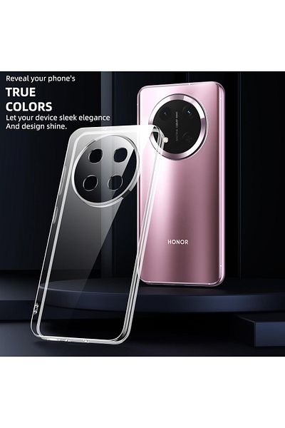 m.tk moveteck Honor Magic 7 Lite Case with Camera Protrusion Protection Soft Transparent Silicone + Screen Protector Glass Set