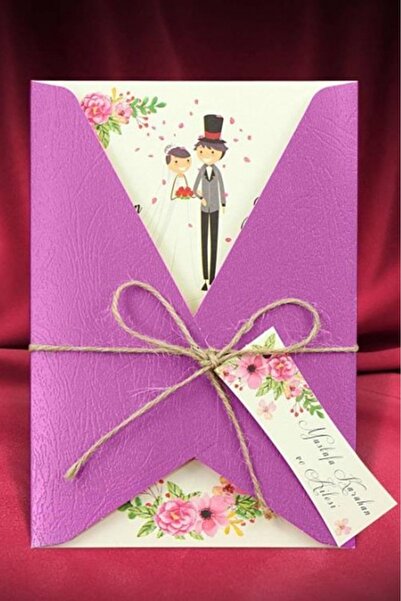 ALEYNA MATBAA 50 Adet Karikatürlü Düğün, Nişan, Nikah Davetiyesi, Baskı Hariç...