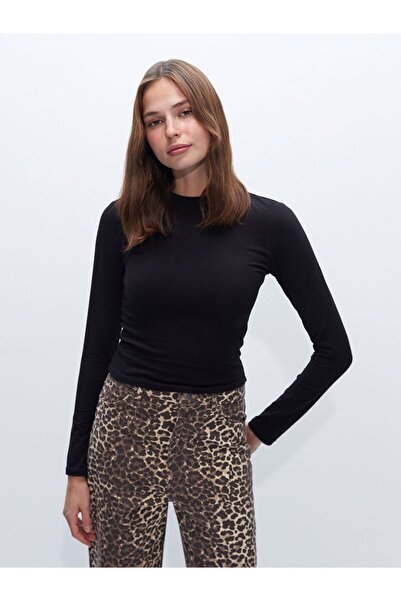 LC Waikiki Γυναικείο μακρυμάνικο μονόχρωμο γιακά LCW Vision