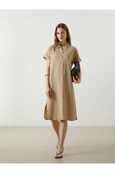 LC Waikiki Dámské šaty oversize s texturovaným límečkem