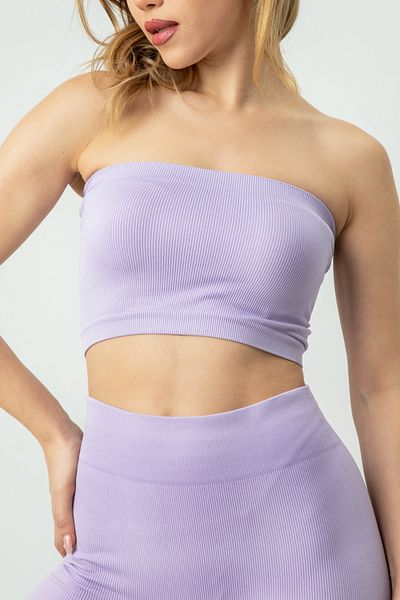 ZENCHES Seamless Strapless Ribbed Bustier