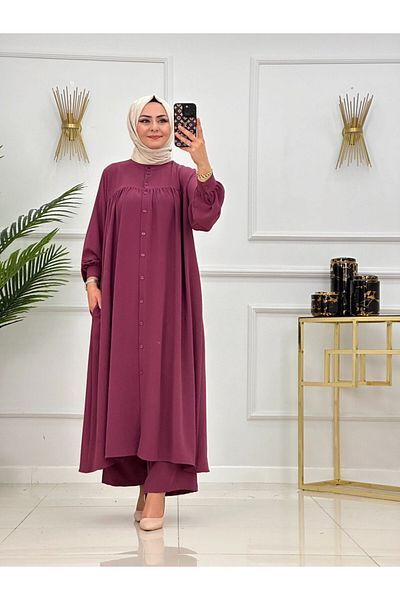 VALENS BOUTİQUE Γυναικείο Σετ Hijab 2 τεμαχίων Μακρύ Τουνίκ & Παντελόνι