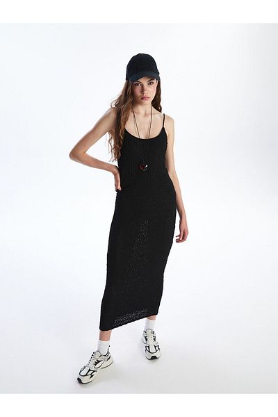 LC Waikiki Rochie bodycon texturată cu decolteu în U